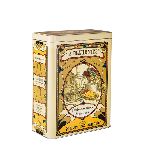 Fette biscottate Tradizionali di La Chanteracoise in confezione speciale in latta in stile Art Deco, confezione da 370g.