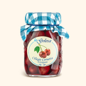 Ciliegie Cornetta Sciroppate di La Golosa, vaso da 500g.