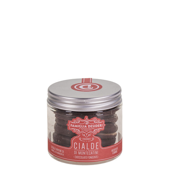 Cialde di Montecatini Piccole ricoperte da Cioccolato Extra Dark - Famiglia Desideri - Confezione da 100g